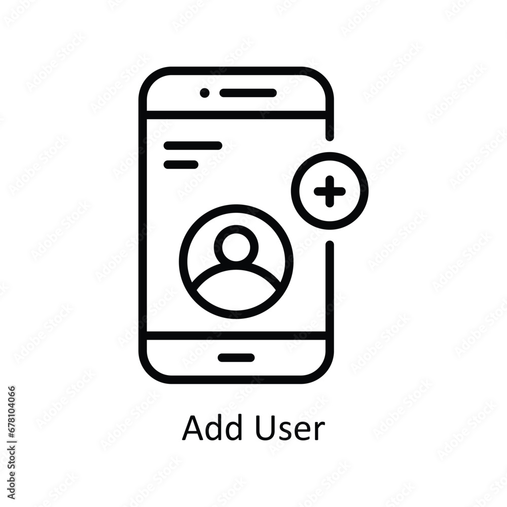 Poster add user vector outline icon design illustration. business and management symbol on white background