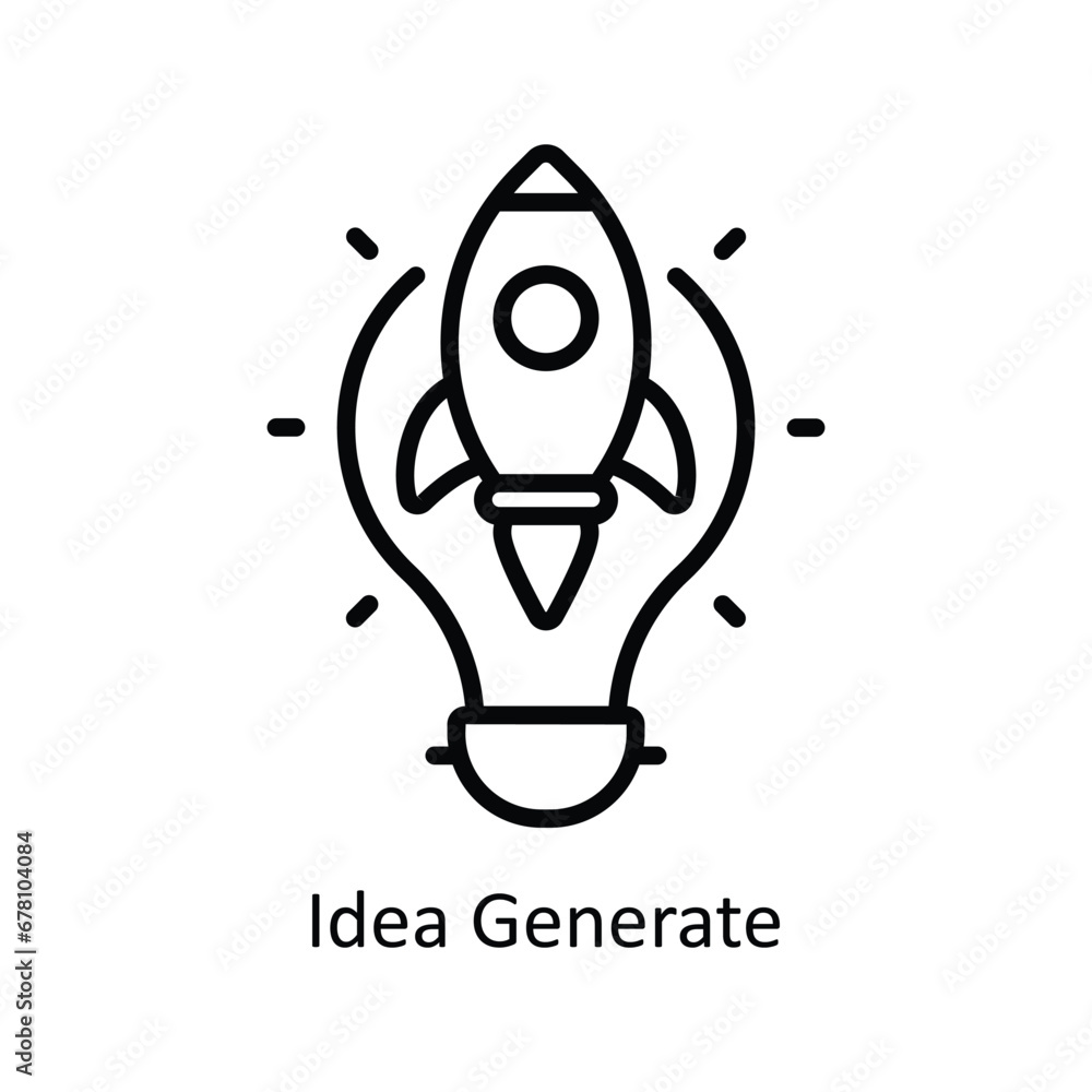 Poster idea generate vector outline icon design illustration. business and management symbol on white backg