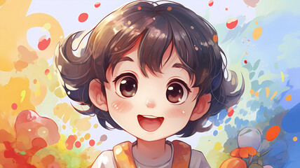 Fototapeta premium Hand drawn cartoon cute kids children's day illustration 