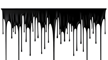 Black dripping ink flat image on transparent background, white background, isolated, icon material