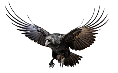  A crow flying on transparent background, PNG file © Sasint