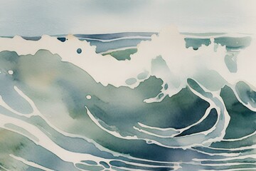 oceans waves in a watercolor background, watercolor oceans waves illustration