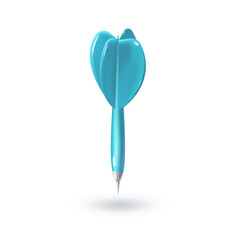 Realistic 3d cyan dart isolated on white background. Vector