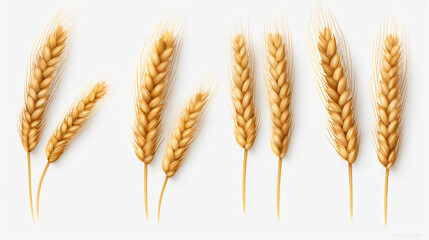 Wheat grains isolated on white background