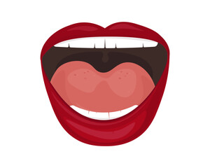 Female open mouth. Laughter and smile. Facial expression. Vector. Illustration