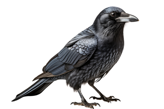 A crow on transparent background, PNG file