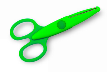 Colored baby scissors cut out on a white background with clipping path