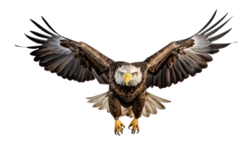 Foto op Canvas Bald eagle in flight on transparent background, PNG file © Sasint