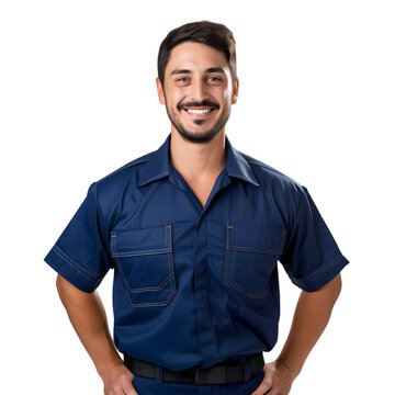 Factory worker in uniform on transparent background, white background, isolated, icon material, commercial photography
