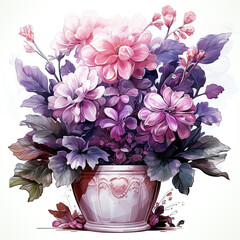 watercolor Flowerpot clipart, Generative Ai