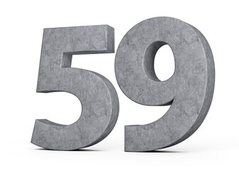 3d Concrete Number Fifty nine 59 Digit Made Of Grey Concrete Stone On White Background 3d Illustration