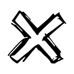 Hand drawn cross mark illustration. Marker wrong sign clipart. Ink scribble checkbox. Single element
