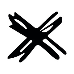 Hand drawn cross mark illustration. Marker wrong sign clipart. Ink scribble checkbox. Single element