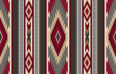 Ethnic tribal Aztec colorful background. Seamless tribal stripe pattern, folk embroidery, tradition geometric Aztec ornament. Tradition Native and Navaho design for fabric, textile, print, rug, paper