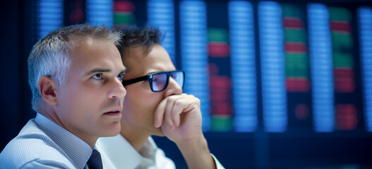 Stock Brokers Trading at stock exchange. nyse floor traders. Desperate businessmen looking at the...