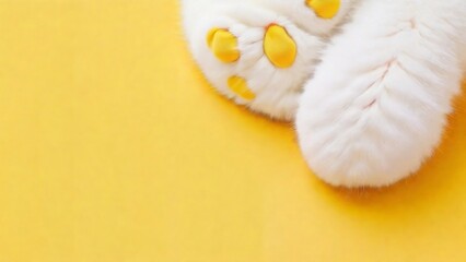 cute paw cartoon in yellow background