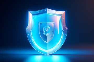 3D rendering, shield and technological background, cloud native security concept illustration