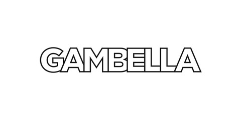 Gambella in the Ethiopia emblem. The design features a geometric style, vector illustration with bold typography in a modern font. The graphic slogan lettering.