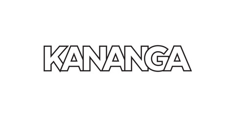 Kananga in the Congo emblem. The design features a geometric style, vector illustration with bold typography in a modern font. The graphic slogan lettering.