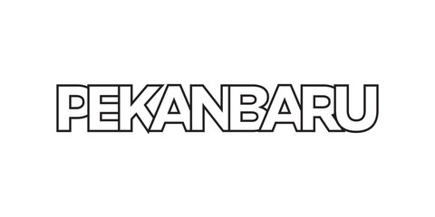 Pekanbaru in the Indonesia emblem. The design features a geometric style, vector illustration with bold typography in a modern font. The graphic slogan lettering.