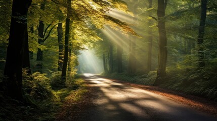 Fototapeta premium Path in the Woods with the Sun Shine through