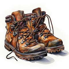 watercolor Hiking Boot clipart, Generative Ai