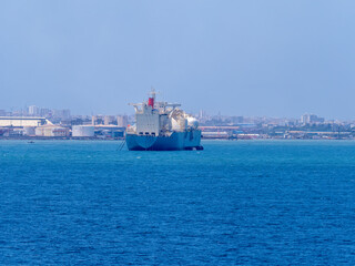 Floating Storage and Regasification Unit in front dakar harbour