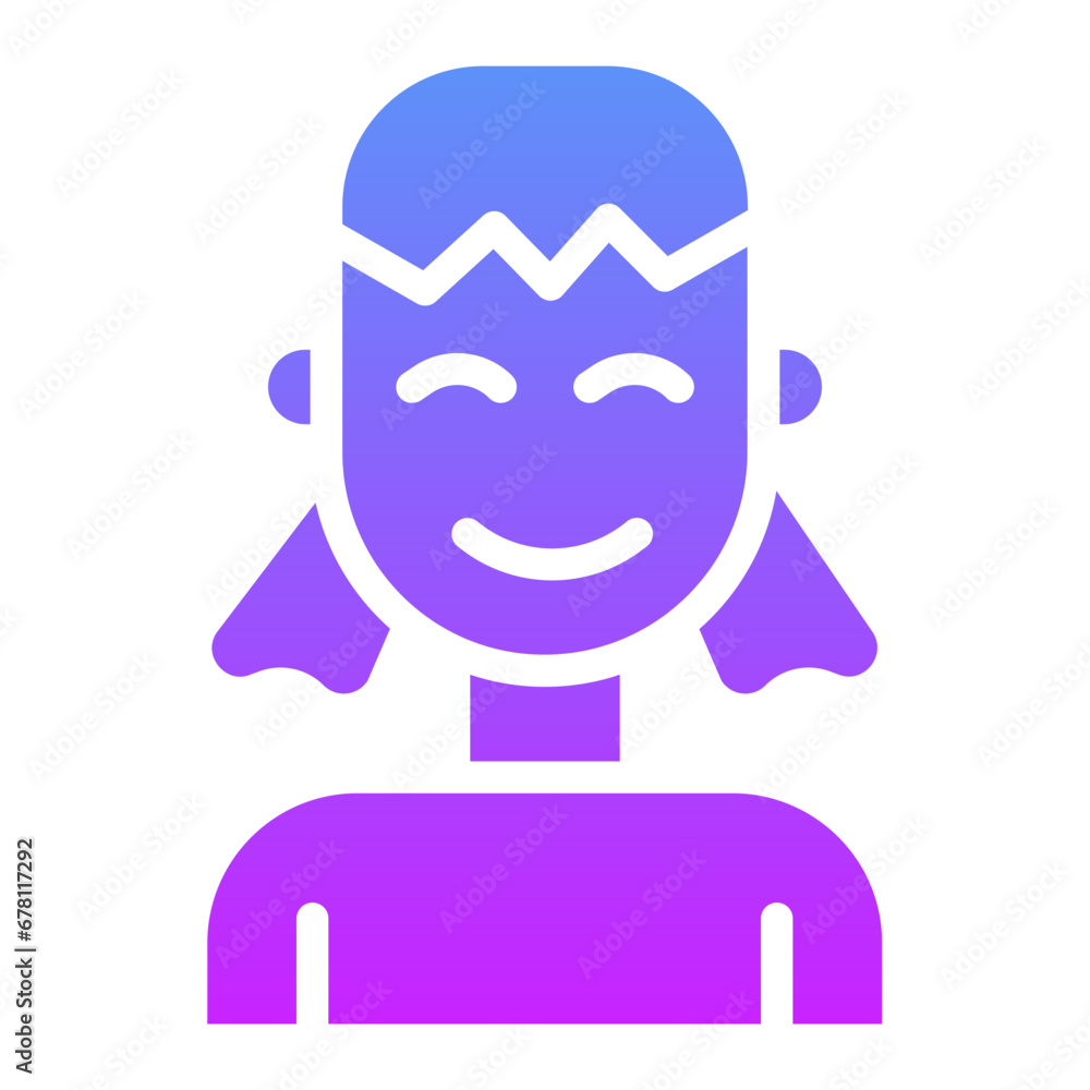 Sticker smiling women icon