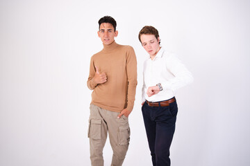 A young attractive couple is sorting things out.