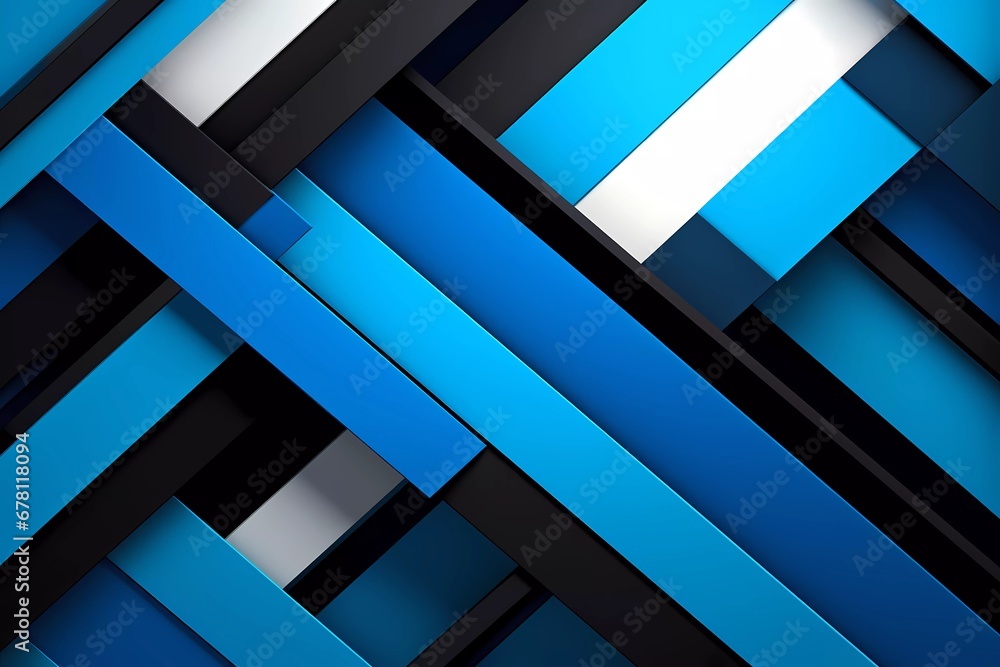 Aufkleber abstract geometric diagonal 3d background combination of blue and black with white lines. generative