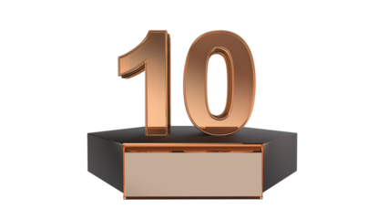Gold 3d number 10 on podium 