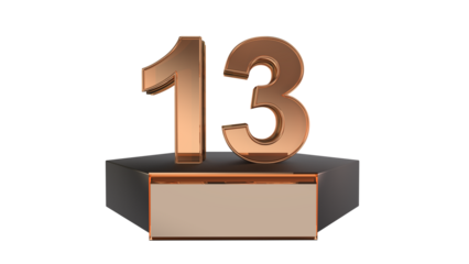 Gold 3d number 13 on podium 