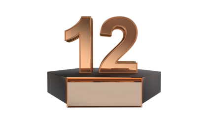 Gold 3d number 12 on podium 