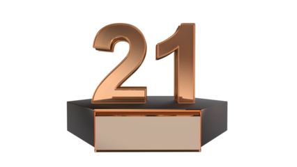 Gold 3d number 21 on podium 