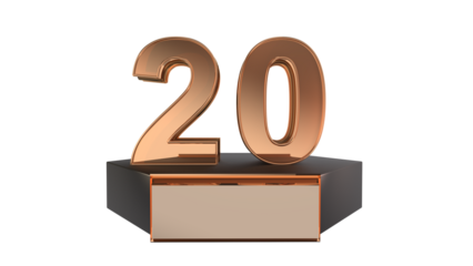 Gold 3d number 20 on podium 