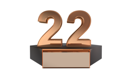 Gold 3d number 22 on podium 