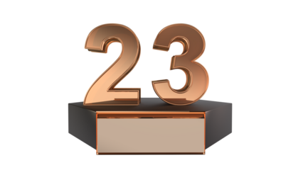Gold 3d number 23 on podium 