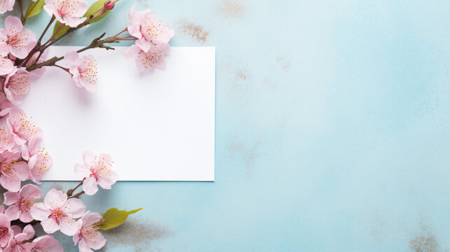 Blank paper with pink flowers