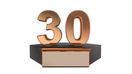Gold 3d number 30 on podium 
