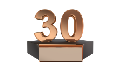 Gold 3d number 30 on podium 