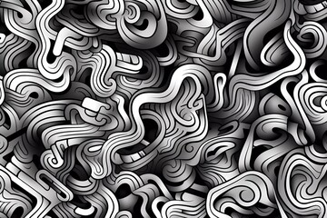 3d background with black and white hand drawn style line doodle pattern. generative ai
