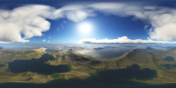 environment map ,HDRI High resolution map. Round panorama, spherical panorama, equidistant projection, land under heaven. 3d rendering