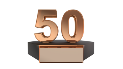 Gold 3d number 50 on podium 
