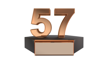 Gold 3d number 57 on podium 