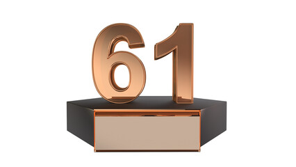Gold 3d number 61 on podium 