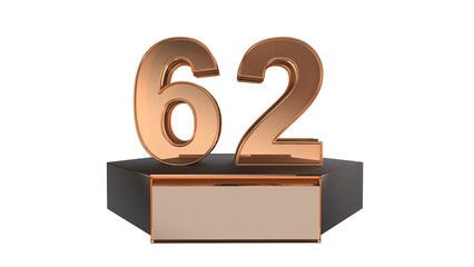 Gold 3d number 62 on podium 
