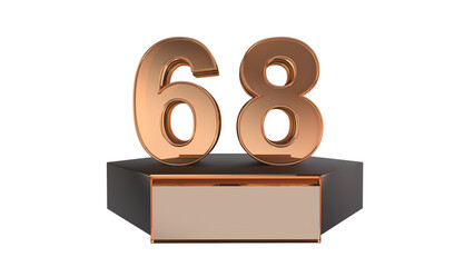 Gold 3d number 68 on podium 