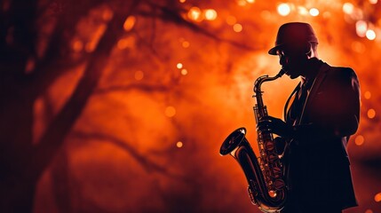 Saxophonist in Bokeh Effects