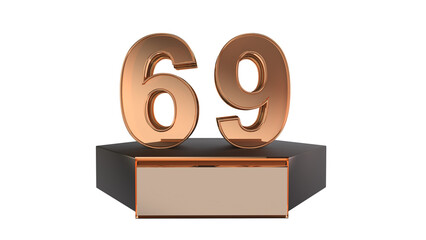 Gold 3d number 69 on podium 