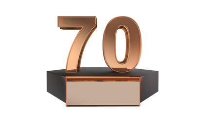 Gold 3d number 70 on podium 